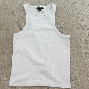 J. Crew White Ribbed Perfect Scoop Tank